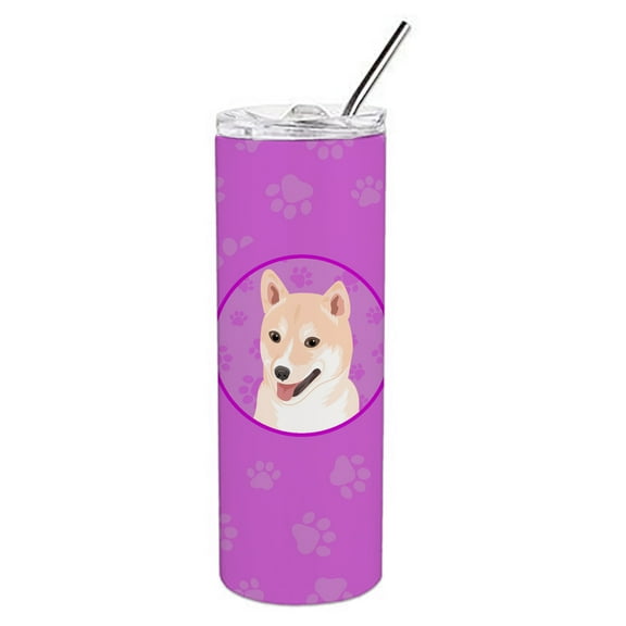 Shiba Inu Cream #2 Stainless Steel 20 oz Skinny Tumbler 3 in x 8.25 in