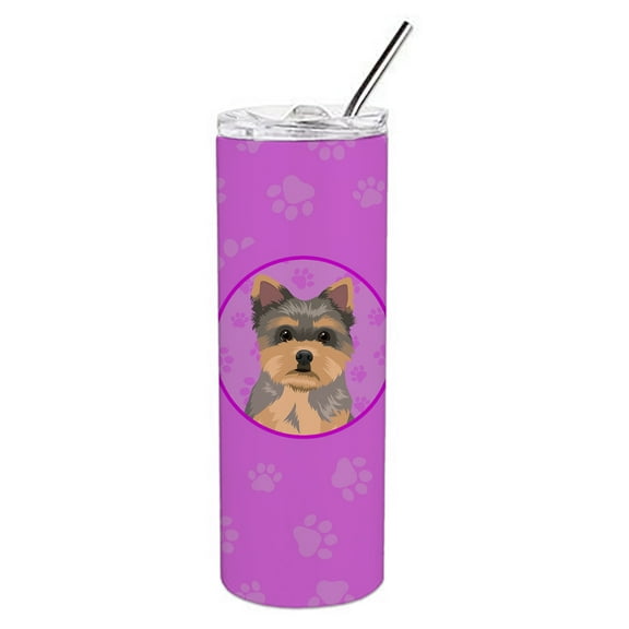 Carolines Treasures WDK1451TBL20 Yorkie Chocolate Puppy Stainless Steel 20 oz Skinny Tumbler Pink 20 oz multicolor