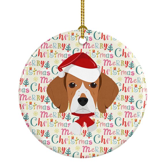 Beagle Merry Christmas Ceramic Ornament 2.8 in x 2.8 in