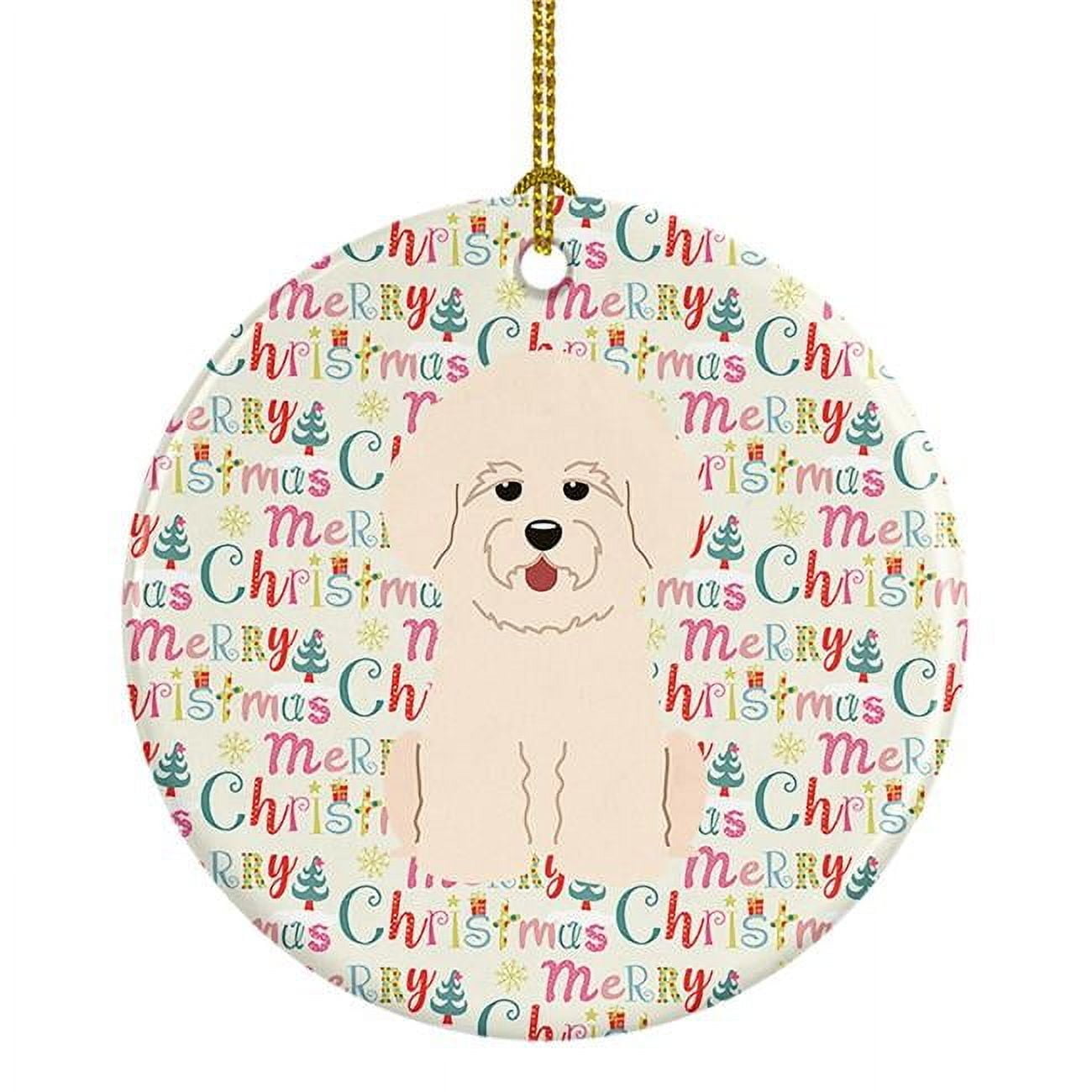 Merry Christmas Bichon Frise Ceramic Ornament 2.8 in x 2.8 in