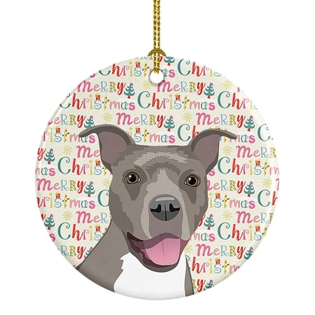 Pit Bull Blue #1 Christmas Ceramic Ornament 2.8 in x 2.8 in