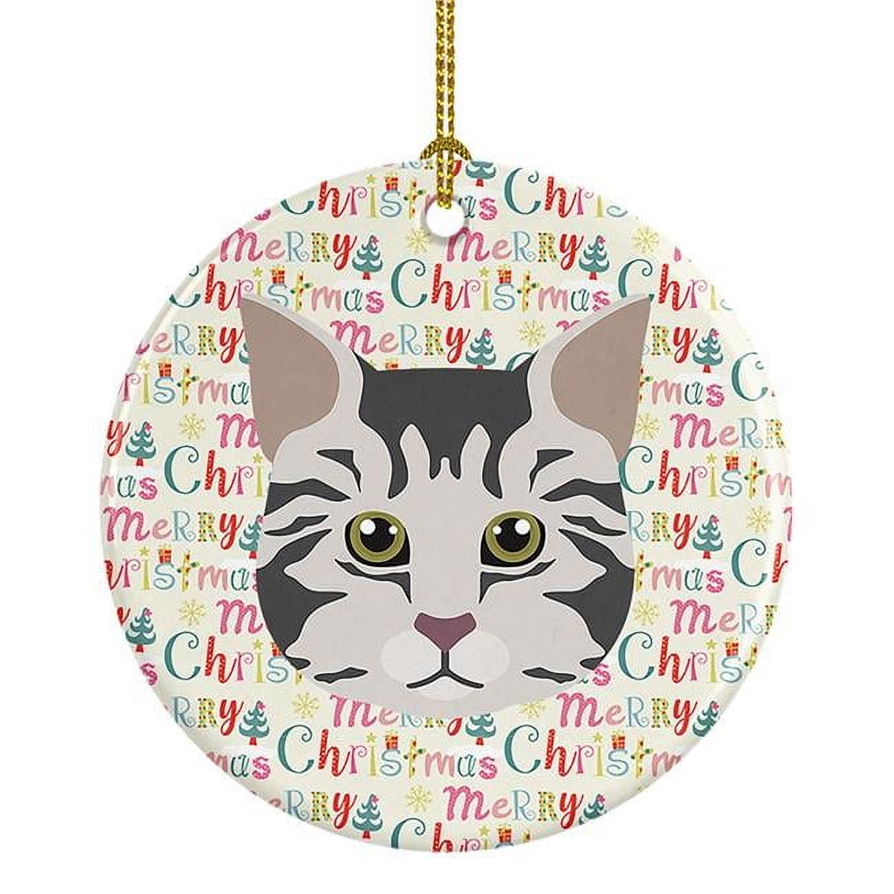 American Bobtail Cat Christmas Ceramic Ornament 2.8 in x 2.8 in