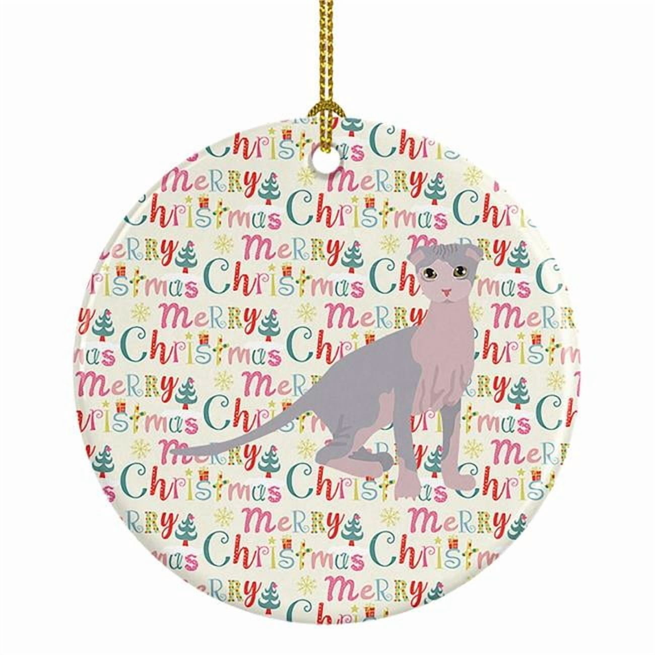 Ukrainian Levkoy Cat Christmas Ceramic Ornament 2.8 in x 2.8 in
