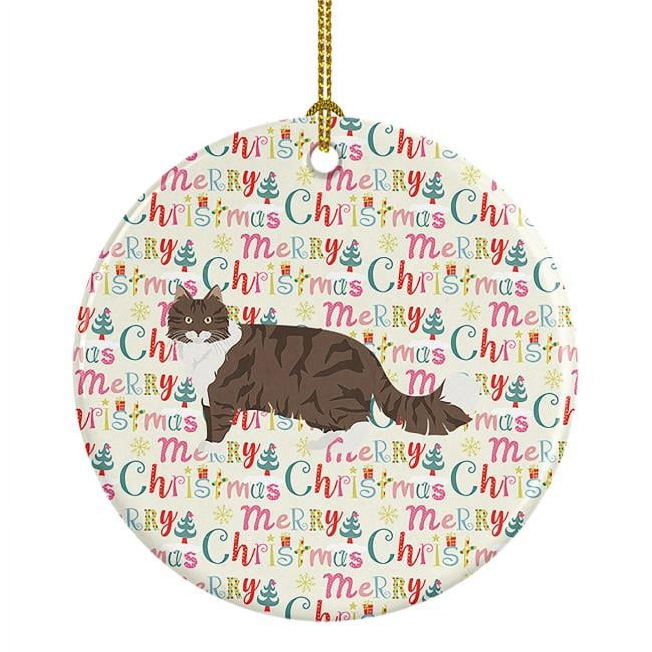 Norwegian Forest Cat Christmas Ceramic Ornament 2.8 in x 2.8 in