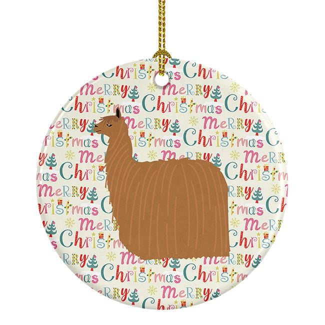 Alpaca Suri Christmas Ceramic Ornament 2.8 in x 2.8 in