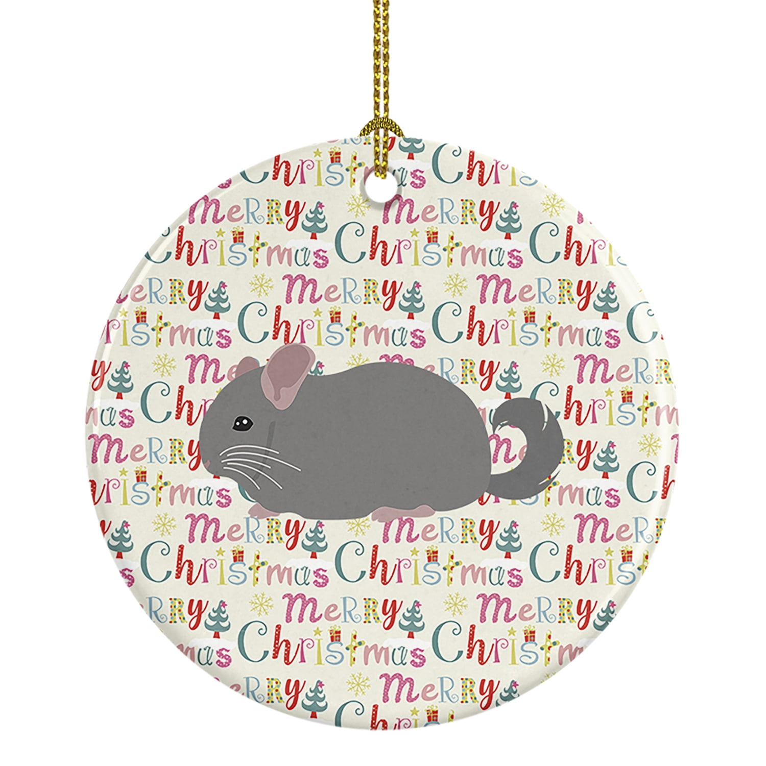 Spiny Mouse Christmas Ceramic Ornament 2.8 in x 2.8 in