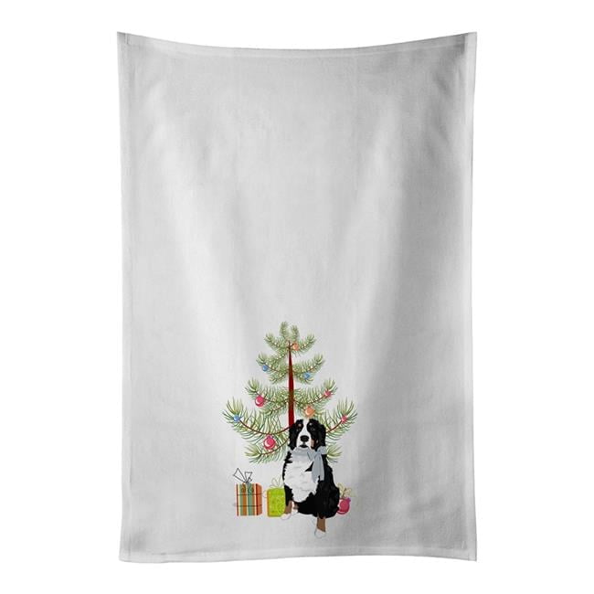 Carolines Treasures WDK2970WTKT 28 x 19 in. Unisex Bernese Mountain Dog No.3 Christmas White Dish Towels Kitchen Towel - Set of 2