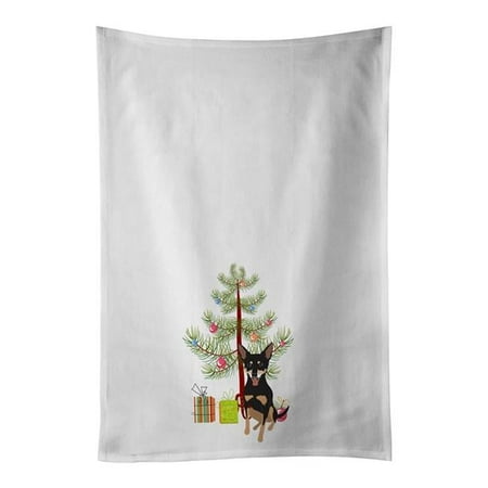 Carolines Treasures WDK2984WTKT 28 x 19 in. Unisex Chihuahua Tricolor No.1 Christmas White Dish Towels Kitchen Towel - Set of 2