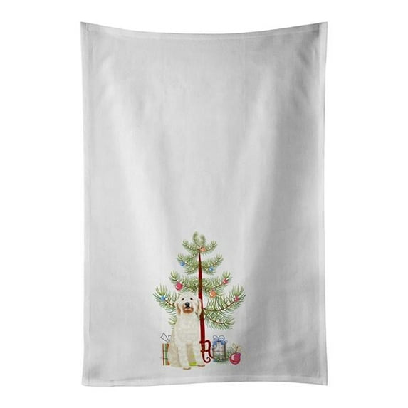 Carolines Treasures WDK3016WTKT 28 x 19 in. Unisex Doodle Cream No.6 Christmas White Dish Towels Kitchen Towel - Set of 2