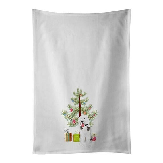 Carolines Treasures WDK3034WTKT 28 x 19 in. Unisex Doodle Silver & White No.2 Christmas White Dish Towels Kitchen Towel - Set of 2
