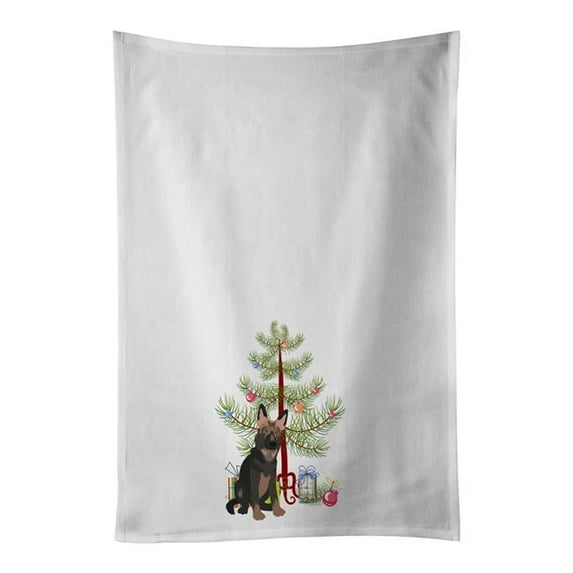 Carolines Treasures WDK3059WTKT 28 x 19 in. Unisex German Shepherd Puppy Christmas White Dish Towels Kitchen Towel - Set of 2