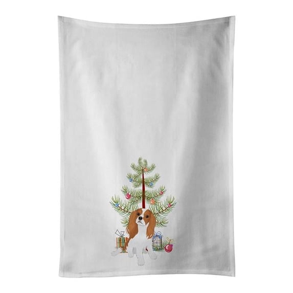 Carolines Treasures WDK3076WTKT 28 x 19 in. Unisex Cavalier King Charles Spaniel Blenheim No.1 Christmas White Dish Towels Kitchen Towel - Set of 2