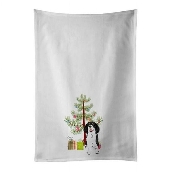 Carolines Treasures WDK3080WTKT 28 x 19 in. Unisex Cavalier King Charles Spaniel Tricolor No.2 Christmas White Dish Towels Kitchen Towel - Set of 2