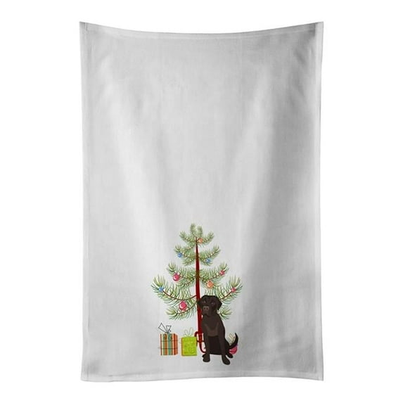 Carolines Treasures WDK3084WTKT 28 x 19 in. Unisex Labrador Retriever Chocolate No.1 Christmas White Dish Towels Kitchen Towel - Set of 2