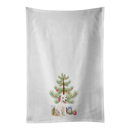 Carolines Treasures WDK3115WTKT 28 x 19 in. Unisex Pit Bull Puppy Christmas White Dish Towels Kitchen Towel - Set of 2