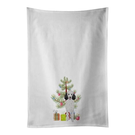 Carolines Treasures WDK3123WTKT 28 x 19 in. Unisex Poodle Standard Silver Christmas White Dish Towels Kitchen Towel - Set of 2