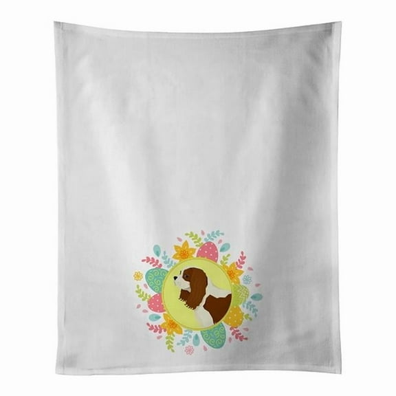 Carolines Treasures WDK3209WTKT 28 x 19 in. Unisex Cavalier Spaniel Easter White Dish Towels Kitchen Towel - Set of 2