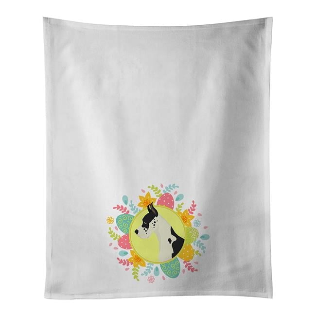 Carolines Treasures WDK3222WTKT 28 x 19 in. Unisex Great Dane Easter White Dish Towels Kitchen Towel - Set of 2