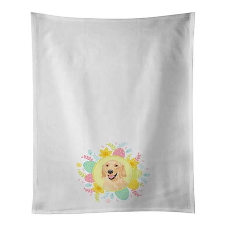 Carolines Treasures WDK3445WTKT 28 x 19 in. Unisex Golden Retriever Gold No.1 Easter White Dish Towels Kitchen Towel - Set of 2
