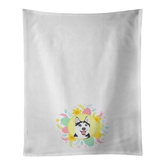 Carolines Treasures WDK3450WTKT 28 x 19 in. Unisex Siberian Husky Black & White No.2 White Dish Towels Kitchen Towel - Set of 2