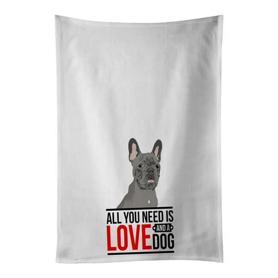 Carolines Treasures WDK3669WTKT 28 x 19 in. Unisex French Bulldog Blue & White Dish Towels Kitchen Towel - Set of 2
