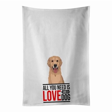 Golden Retriever Fawn #3 White Kitchen Towel Set of 2 19 in x 28 in