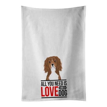 Carolines Treasures WDK3700WTKT 28 x 19 in. Unisex Cavalier King Charles Spaniel Ruby White Dish Towels Kitchen Towel - Set of 2
