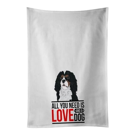 Carolines Treasures WDK3701WTKT 28 x 19 in. Unisex Cavalier King Charles Spaniel Tricolor No.1 White Dish Towels Kitchen Towel - Set of 2