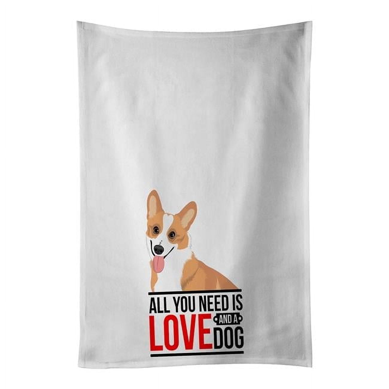 Carolines Treasures WDK3714WTKT 28 x 19 in. Unisex Pembroke Corgi Red & White White Dish Towels Kitchen Towel - Set of 2