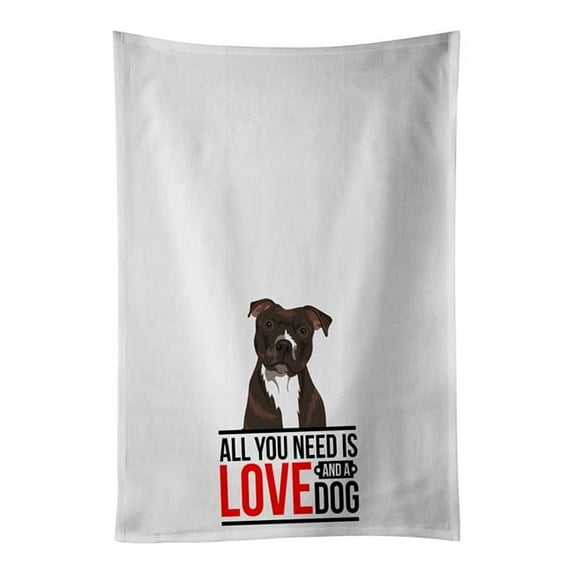 Carolines Treasures WDK3731WTKT 28 x 19 in. Unisex Pit Bull Brindle No.2 White Dish Towels Kitchen Towel - Set of 2