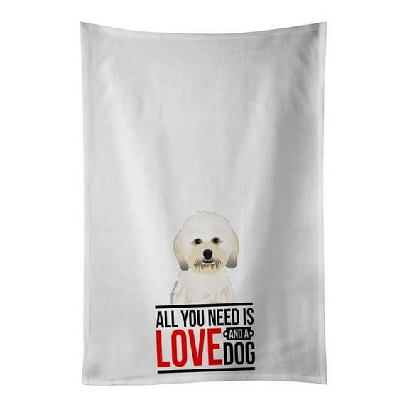 Carolines Treasures WDK3795WTKT 28 x 19 in. Unisex Shih-Tzu Gold No.5 White Dish Towels Kitchen Towel - Set of 2