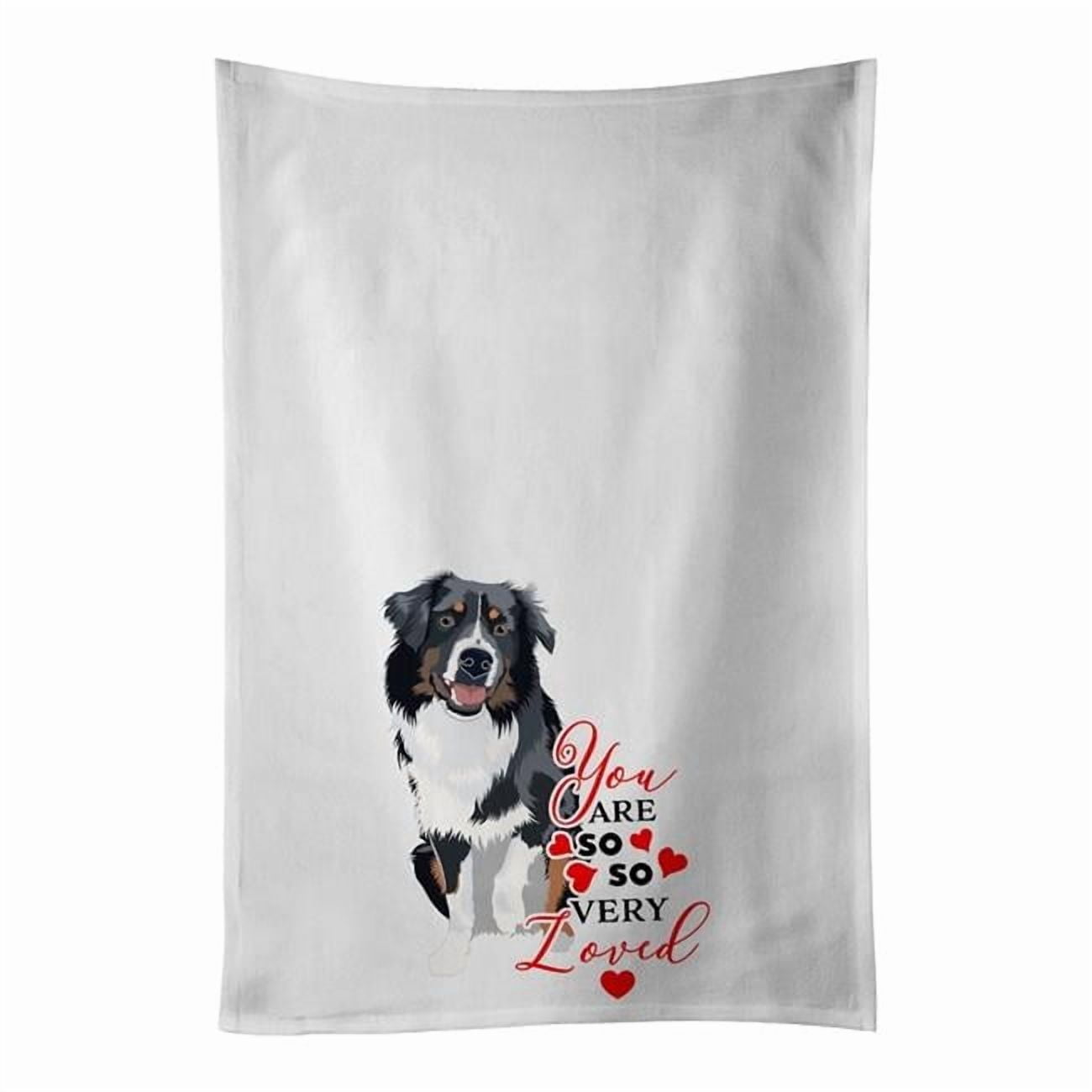 Carolines Treasures WDK3814WTKT 28 x 19 in. Unisex Australian Shepherd Black Tricolor No.1 So Loved White Dish Towels Kitchen Towel - Set of 2