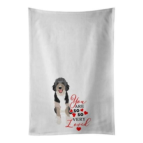 Carolines Treasures WDK3877WTKT 28 x 19 in. Unisex Doodle Black Tricolor No.1 So Loved White Dish Towels Kitchen Towel - Set of 2