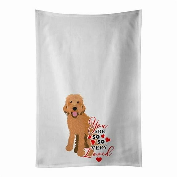 Carolines Treasures WDK3895WTKT 28 x 19 in. Unisex Doodle Liver No.4 So Loved White Dish Towels Kitchen Towel - Set of 2