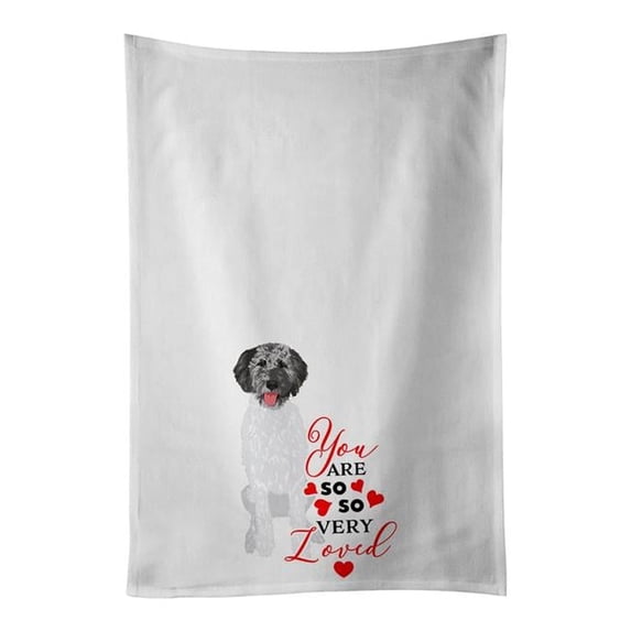 Carolines Treasures WDK3901WTKT 28 x 19 in. Unisex Doodle Silver No.3 So Loved White Dish Towels Kitchen Towel - Set of 2