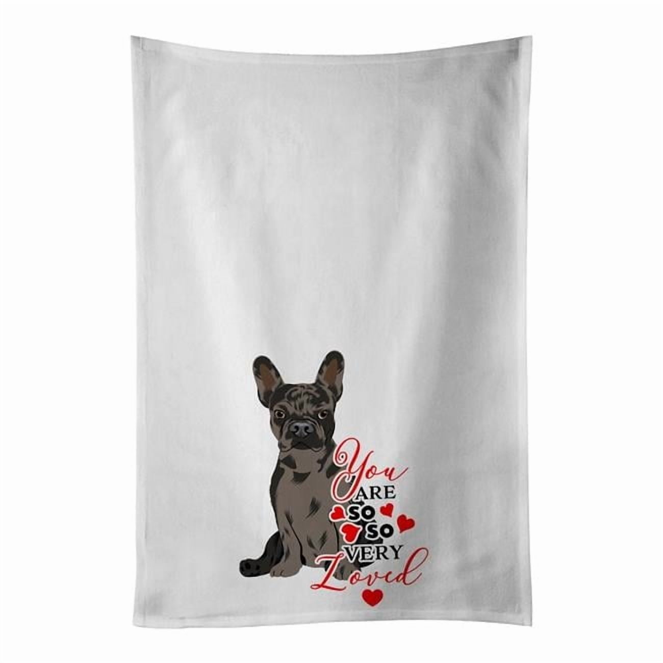 Carolines Treasures WDK3919WTKT 28 x 19 in. Unisex French Bulldog Chocolate So Loved White Dish Towels Kitchen Towel - Set of 2