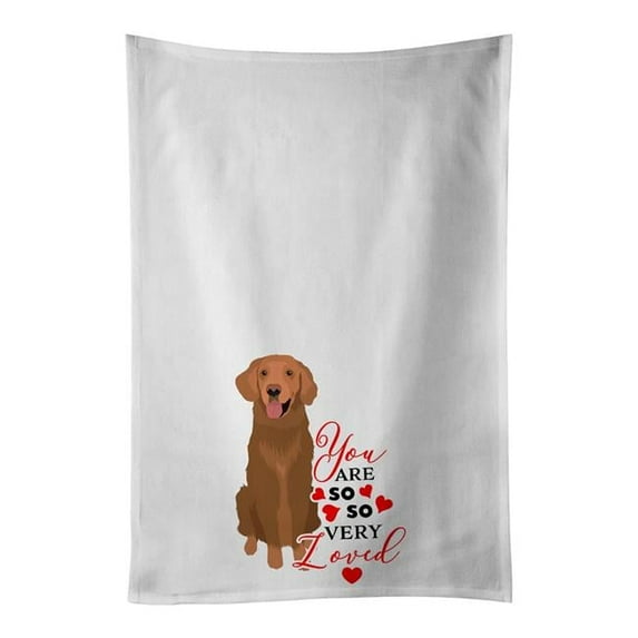 Carolines Treasures WDK3936WTKT 28 x 19 in. Unisex Golden Retriever Red No.1 So Loved White Dish Towels Kitchen Towel - Set of 2