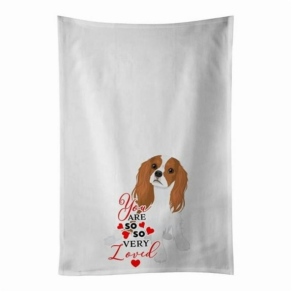Carolines Treasures WDK3945WTKT 28 x 19 in. Unisex Cavalier King Charles Spaniel Blenheim No.1 So Loved White Dish Towels Kitchen Towel - Set of 2