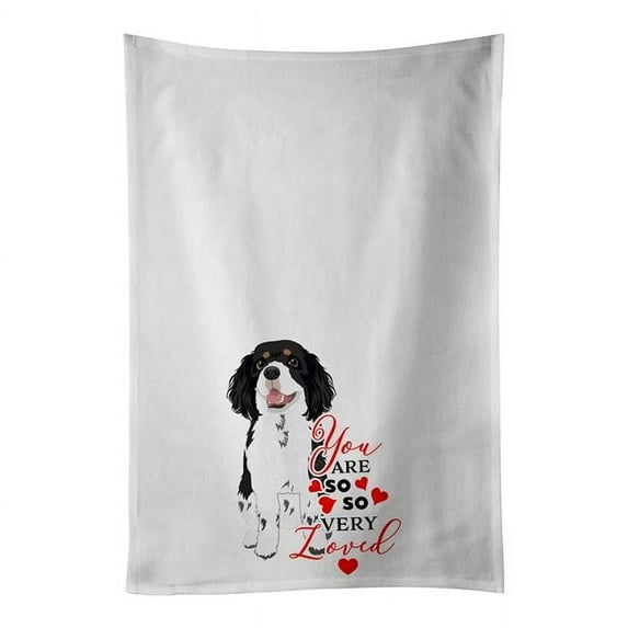 Carolines Treasures WDK3949WTKT 28 x 19 in. Unisex Cavalier King Charles Spaniel Tricolor No.2 So Loved White Dish Towels Kitchen Towel - Set of 2
