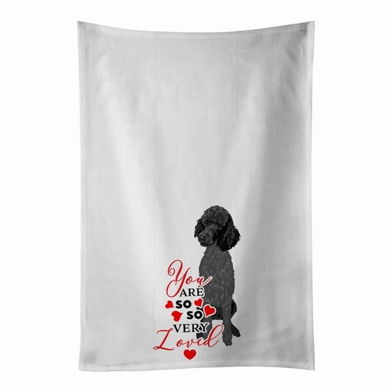 Carolines Treasures WDK3988WTKT 28 x 19 in. Unisex Poodle Standard Black So Loved White Dish Towels Kitchen Towel - Set of 2