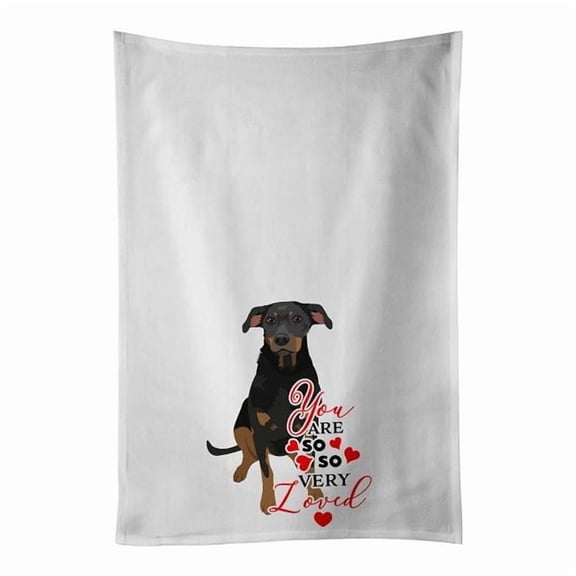 Carolines Treasures WDK4014WTKT 28 x 19 in. Unisex Rottweiler Black & Tan No.5 So Loved White Dish Towels Kitchen Towel - Set of 2