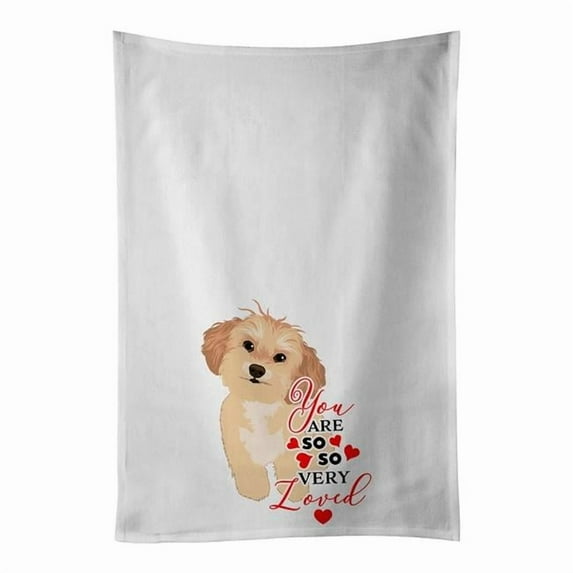 Carolines Treasures WDK4038WTKT 28 x 19 in. Unisex Shih-Tzu Gold No.1 So Loved White Dish Towels Kitchen Towel - Set of 2
