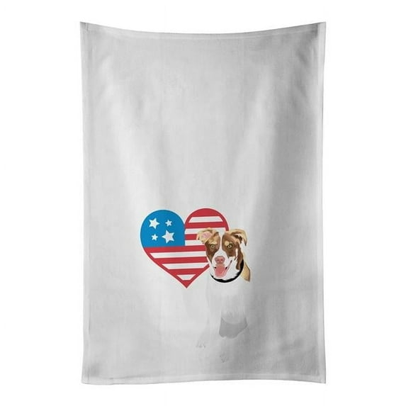 Carolines Treasures WDK4068WTKT 28 x 19 in. Unisex Australian Shepherd Red & White No.2 Patriotic White Dish Towels Kitchen Towel - Set of 2