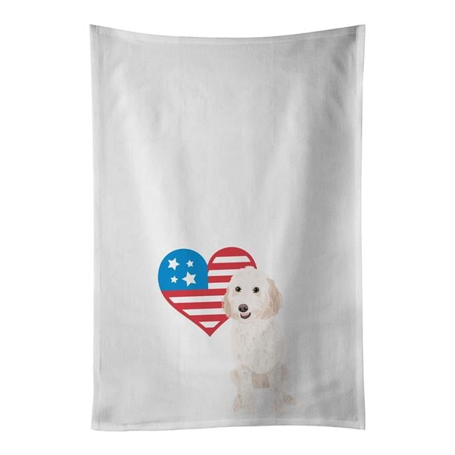 Carolines Treasures WDK4129WTKT 28 x 19 in. Unisex Doodle Cream No.3 Patriotic White Dish Towels Kitchen Towel - Set of 2