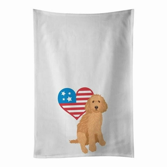 Carolines Treasures WDK4143WTKT 28 x 19 in. Unisex Doodle Red No.1 Patriotic White Dish Towels Kitchen Towel - Set of 2