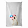 thumbnail image 1 of Carolines Treasures WDK4157WTKT 28 x 19 in. Unisex English Bulldog Fawn Puppy Patriotic White Dish Towels Kitchen Towel - Set of 2, 1 of 3