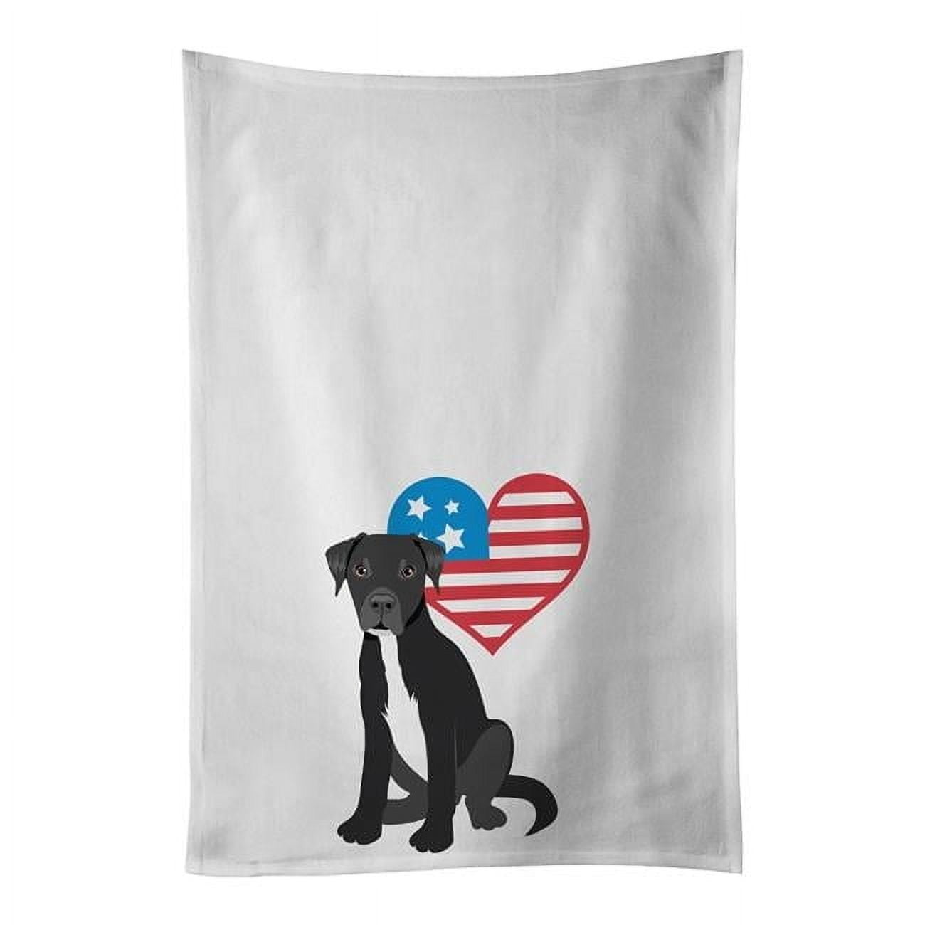 Pit Bull Black #1 Patriotic White Kitchen Towel Set of 2 19 in x 28 in