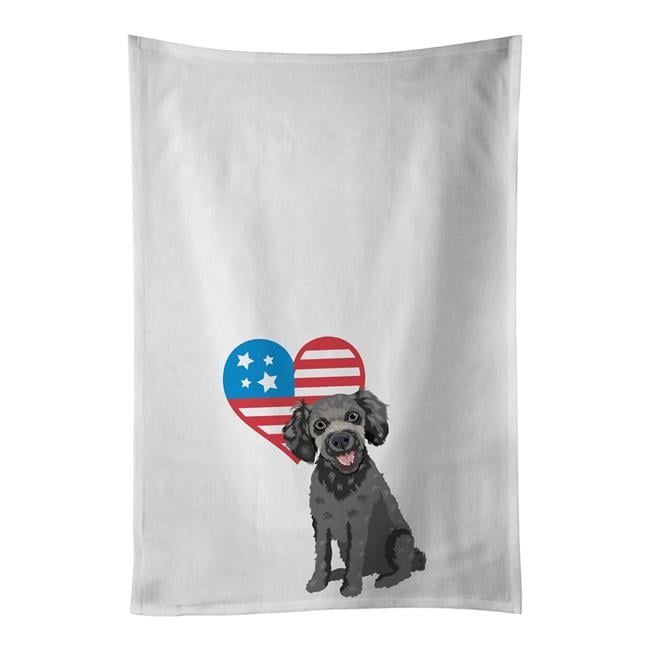 Carolines Treasures WDK4245WTKT 28 x 19 in. Unisex Poodle Toy Grey Patriotic White Dish Towels Kitchen Towel - Set of 2