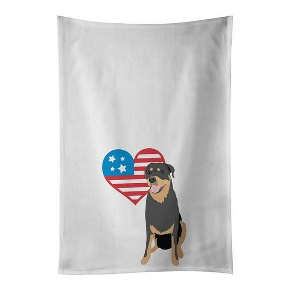 Carolines Treasures WDK4263WTKT 28 x 19 in. Unisex Rottweiler Black & Tan No.7 Patriotic White Dish Towels Kitchen Towel - Set of 2