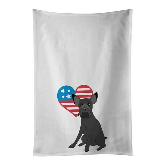 Carolines Treasures WDK4265WTKT 28 x 19 in. Unisex Schnauzer Black No.2 Patriotic White Dish Towels Kitchen Towel - Set of 2